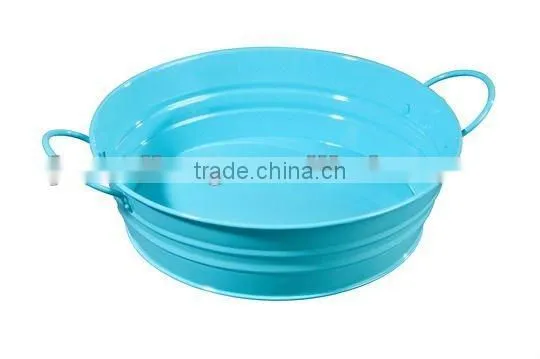 Round metal tin serving tray with anti-slip surface and custom printing