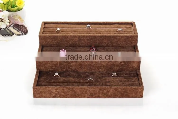 2016 hand made three layers countertop ring display case customized