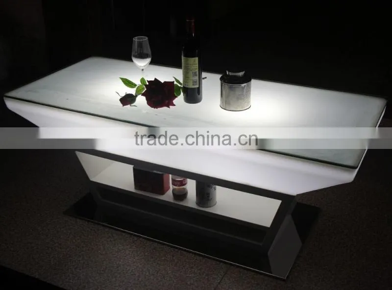 Stainless steel leg illuminate small party led bar counter with IR remote control