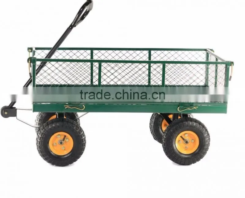 Garden Cart Steel Mesh Body Hinged Drop Sides LARGE Truck Wheel Barrow Trolley