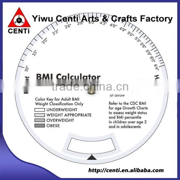 Custom Imprinted White Gloss Vinyl Plastic 3 Wheel BMI Calculator