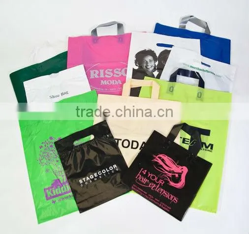 custom plastic rope handle block bottom shopping bags with logo