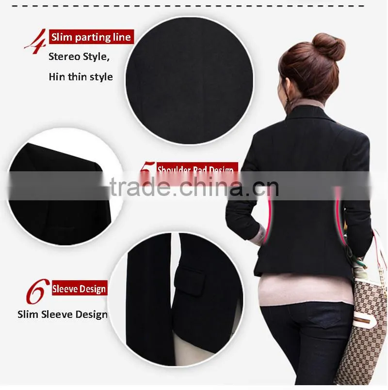 NEW Women Slim One Button Long Sleeve Black Women Blazers 2014