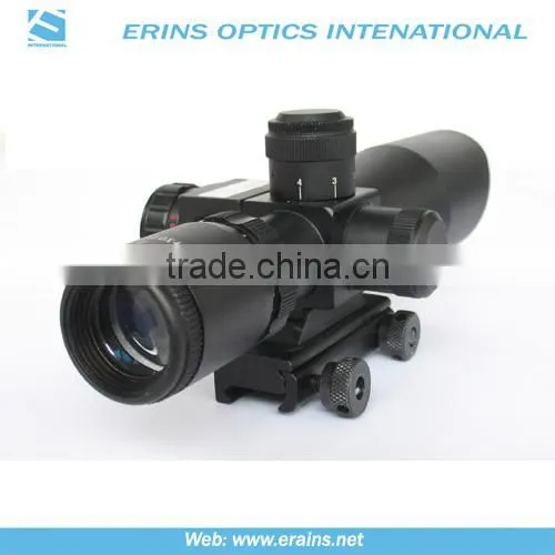 Compact 2.5-10X40 rifle scope red green Mil-Dot Reticle with side attached red laser sight scope combo