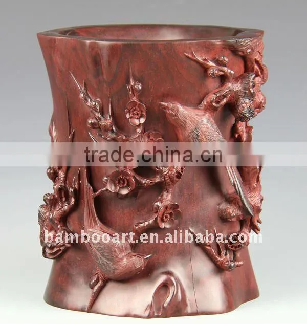 wood carving crafts( wooden pencil vase)