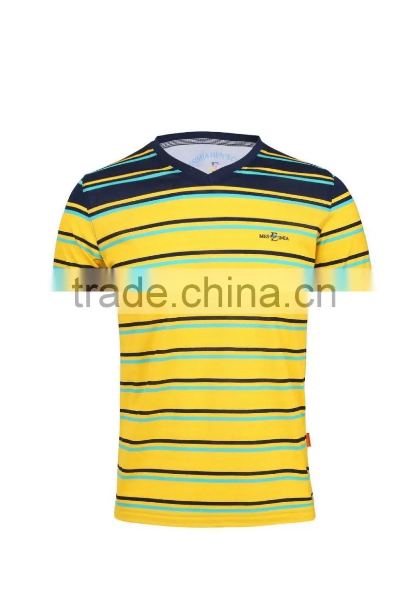 Men 's factory cheap wholesa flat knit stripe t-shirt