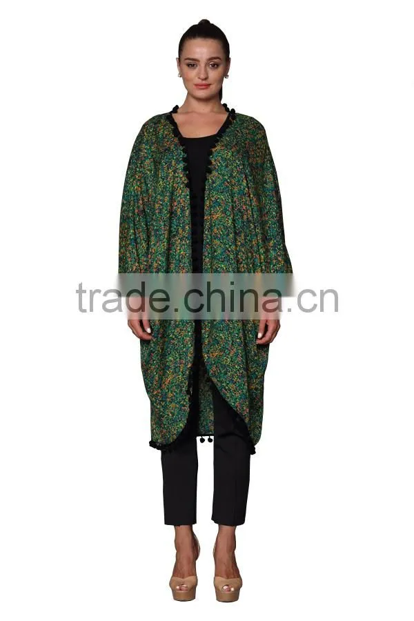 New Design China Manufacturer Ladies Pom Long Kimono