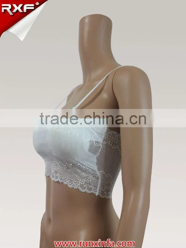 Hot selling lace padded bandeau bra with removable shoulder strap