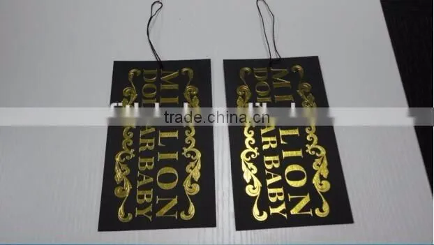 2016 High quality customized thick paper hang tags with gold foil logo