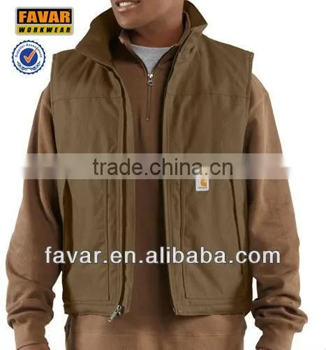 Men's sleeveless quilted canvas waistcoat work vest workwear
