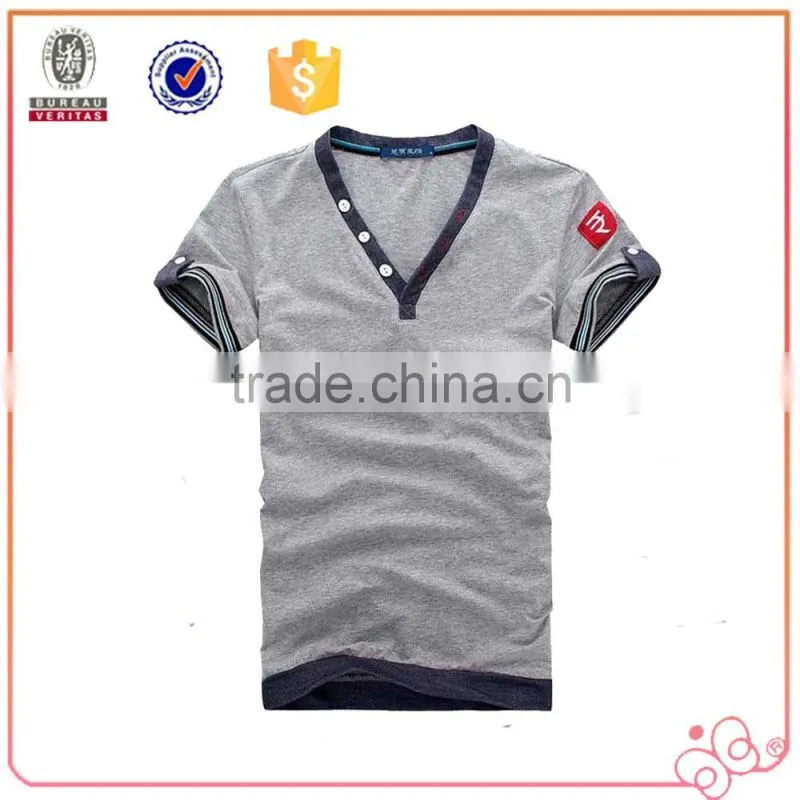 New Arrival Fashion Best Selling Wholesale Cotton Custom Casual Men T Shirt V Neck Top Tees