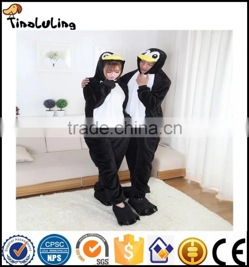 Hot Sale Unisex Flannel Lovers Couples Animal Pajamas One Piece Cartoon Cosplay Pajama Costume Adult Bird Pajama Sleepwear