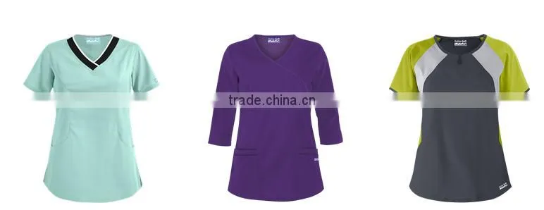 Custom Hot Sale Medical Uniforms V-neck Scrub Tops