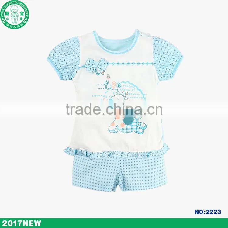 Wholesale new arrival unisex summer short sleeve children clothing set baby wear