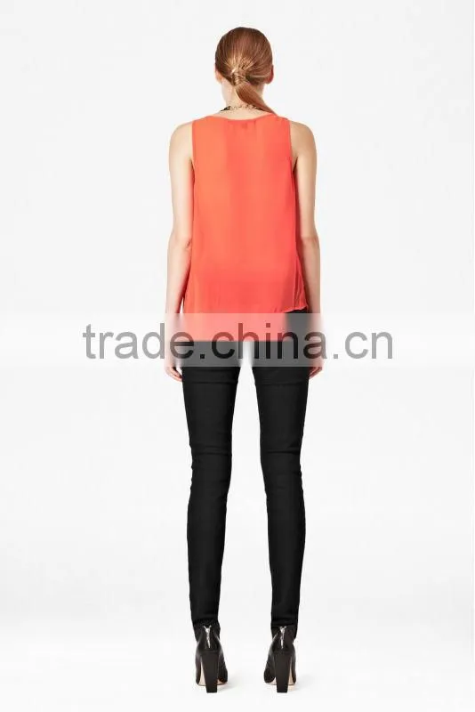 Chiffon Pleated Crepe Vest Top