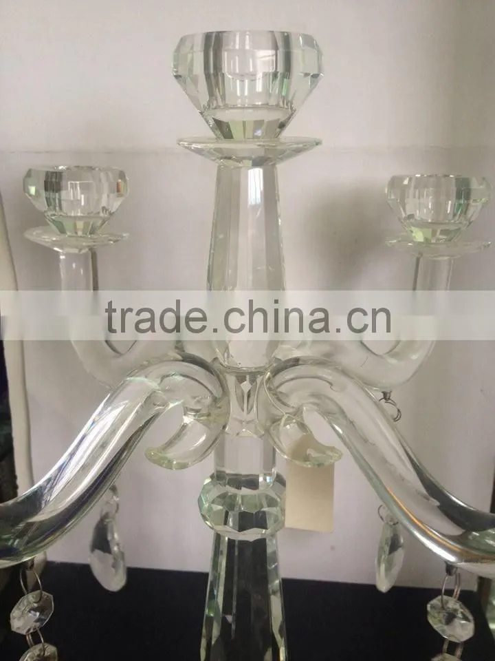 wholesale cheap tall crystal glass candelabra crystal candle holder for centerpieces wedding