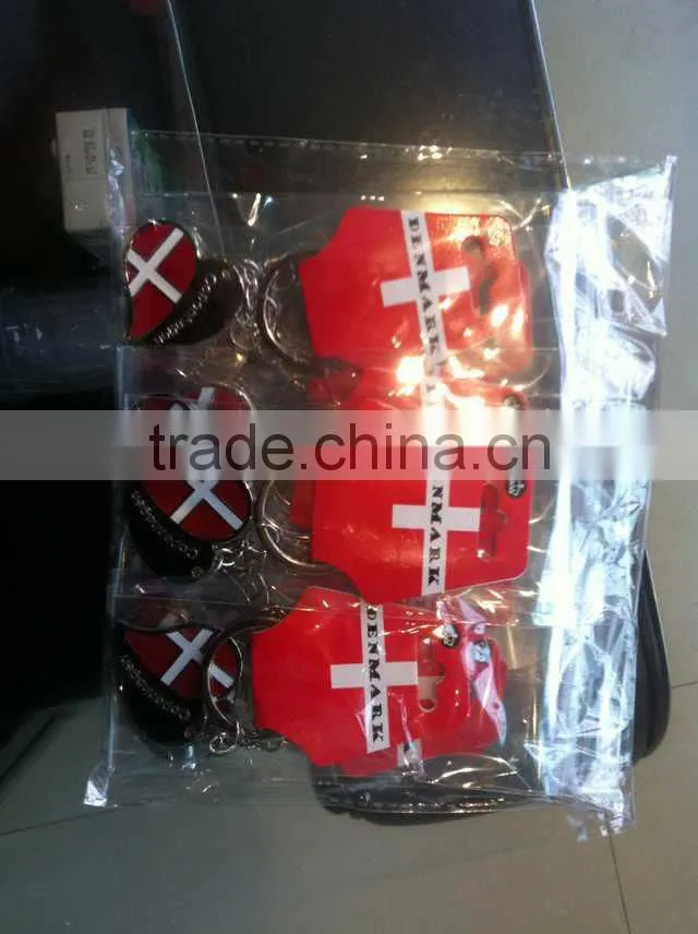 Danmark flag love heart metal souvenir keychain gift