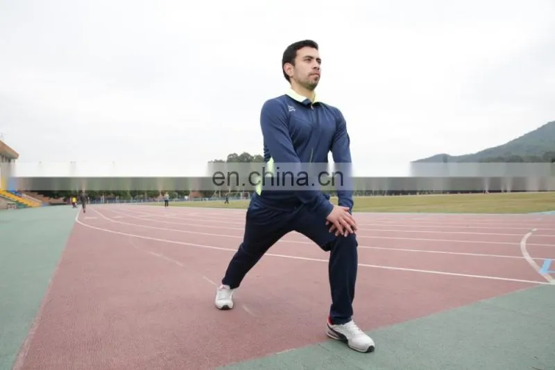 Healy sportswear training sets soccer football navy blue tracksuit slim men