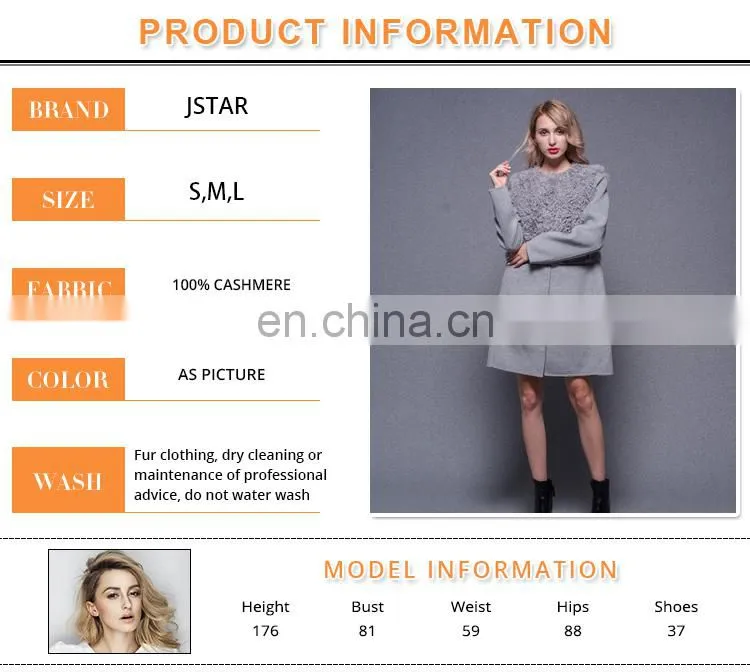 Hand Made Lambs wool Collar Women's Double Side Cashmere Coat