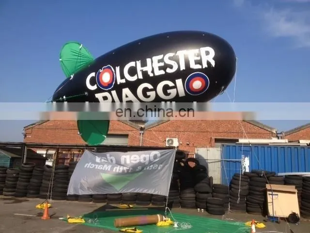 inflatable black flying airship Printed helium blimp for sale