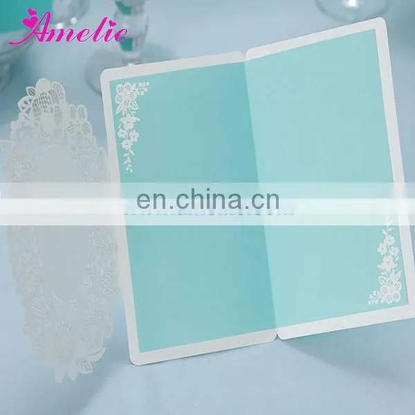 ACW002 Elegant Blue Color Laser Cut 2014 Wedding Invitation Card