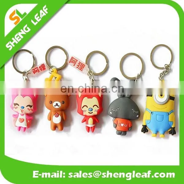 3d cartoon character customized soft pvc rubber keychain