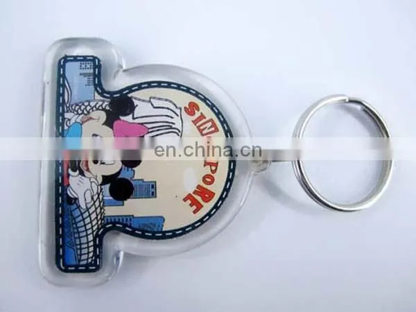 Round shape custom logo card inserted Acrylic keychain