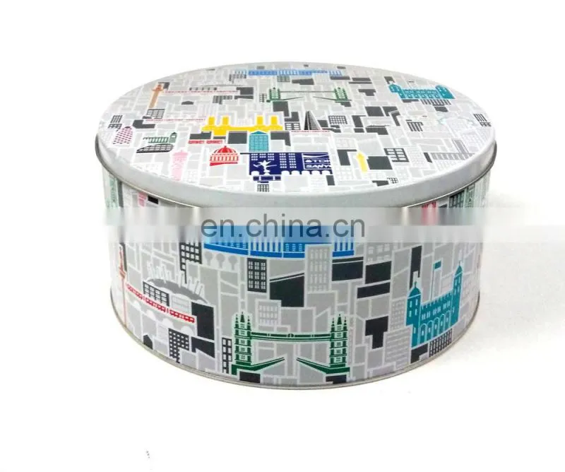 big round cake tin box/cake Packing tin box