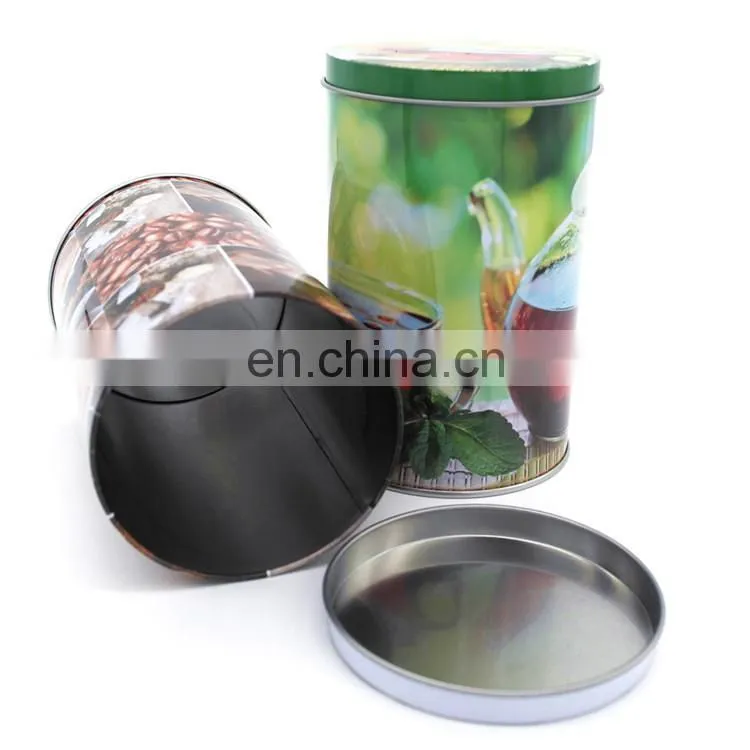 High quality round silver tins with window on body for spice storage canister