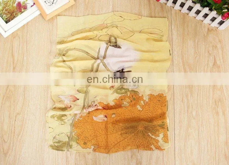 Custom Design Flower Printed Chiffon Promotional Scarf