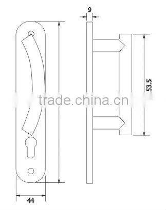 Hollow Stainless Steel Pull Handle with Plate