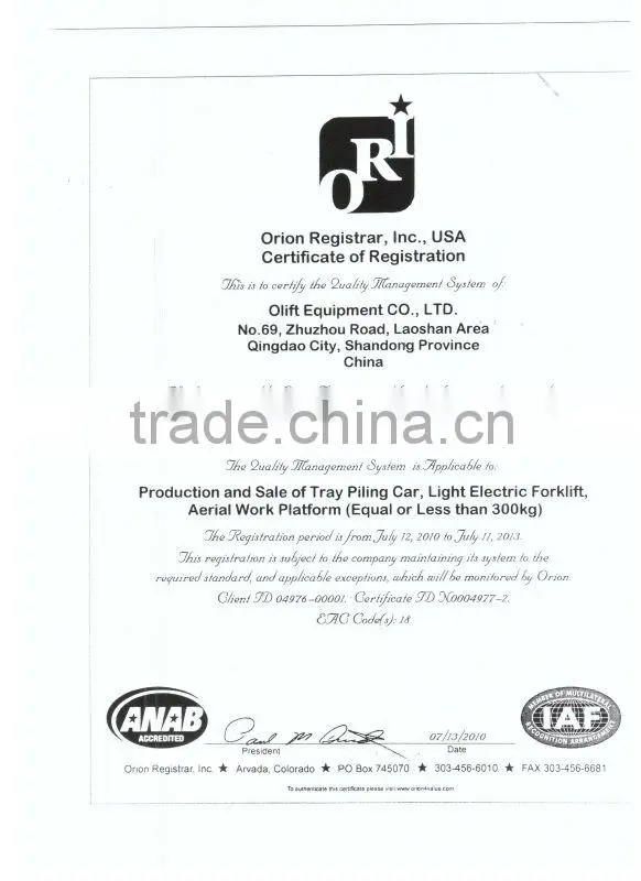 1000kgs pallet machine TN series