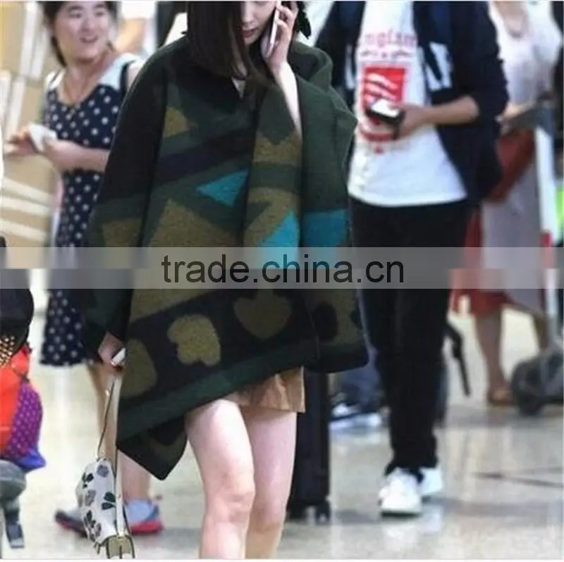 Over sized Runway Catwalk Street Snap Knitted Cardigan Cape Poncho sweater