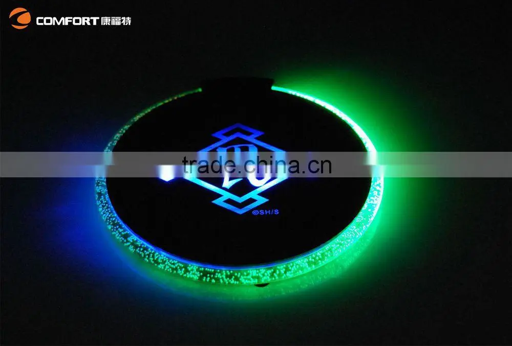2015Newest design popular battery operated illuminated sticker coaster