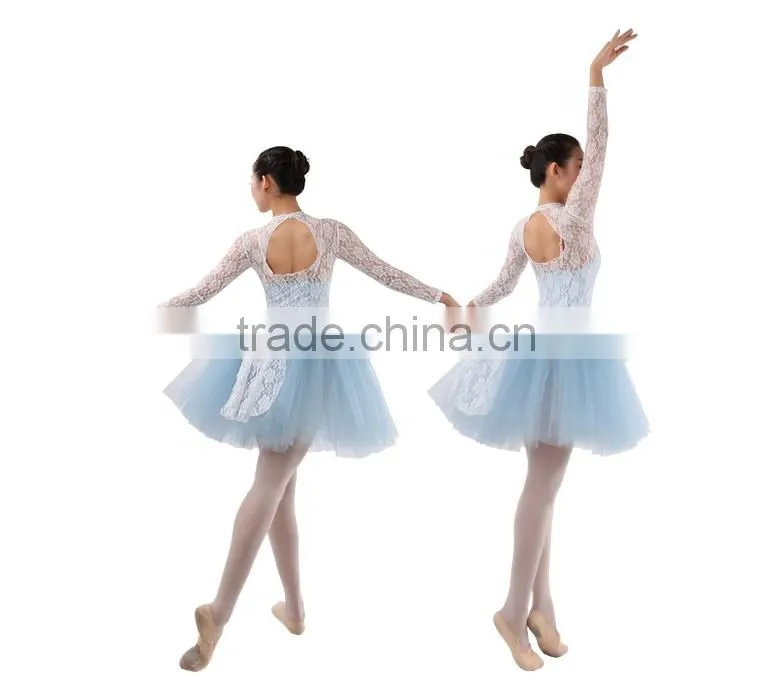 New Dansgirl Long Lace Sleeves Ballet Tutus Performance Ballet Dress Adult Dance Dress