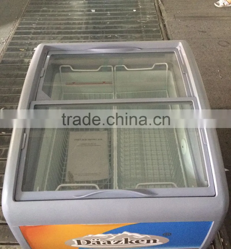Commercial Curved Glass door Ice Cream Deep Freezer Display Chest Freezer