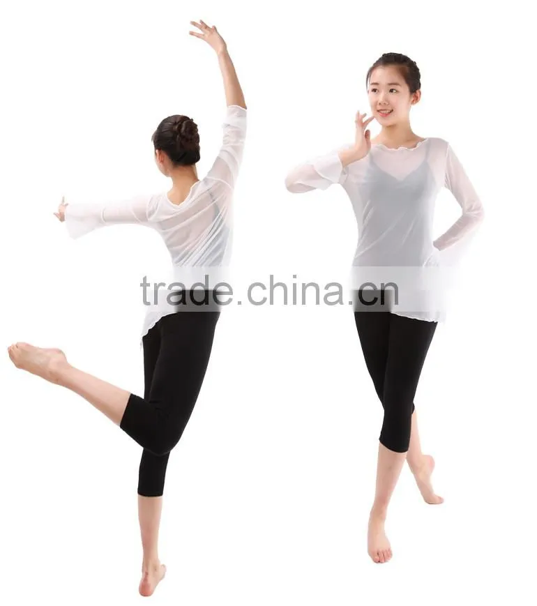 (WE01119) Ballet Warm Up, Dance Warm Up, Mesh Dance Tops, Long Sleeve Dance tops