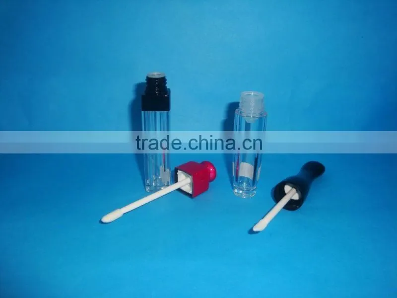 Plastic clear lip gloss tube with lip brush / unique shape empty lip gloss make-up container bottle