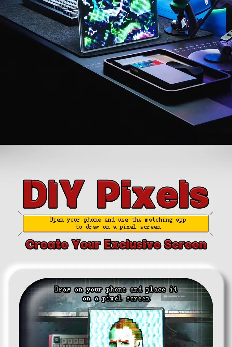 64*64 Automotive Atmosphere Pixel Screen Bluetooth Pixel Screen DIY Decorative Lights Modification Universal Car Ambient Light