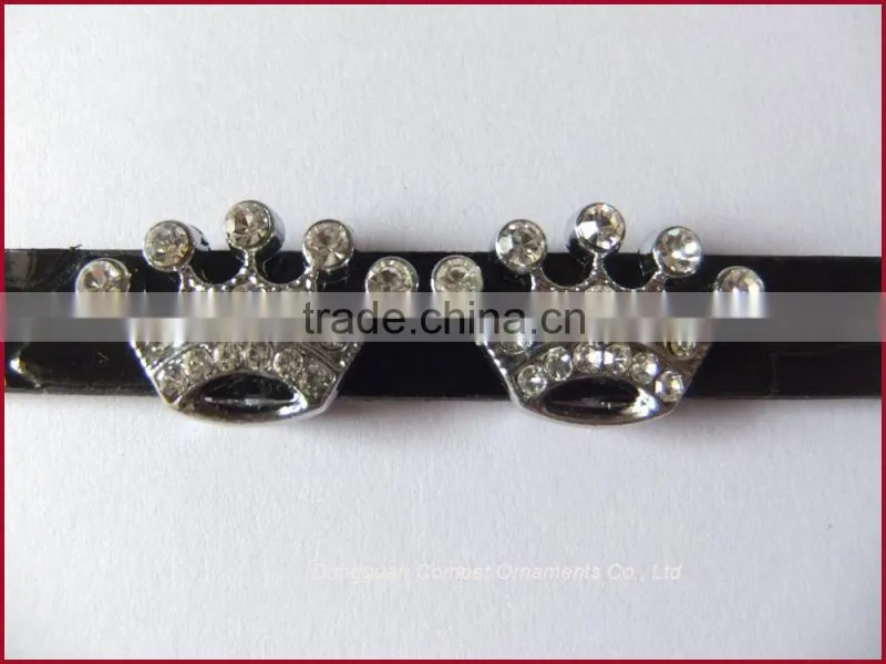 Factory DIY jewellery accessories 10MM Rhinestones crowns alloy slide charms