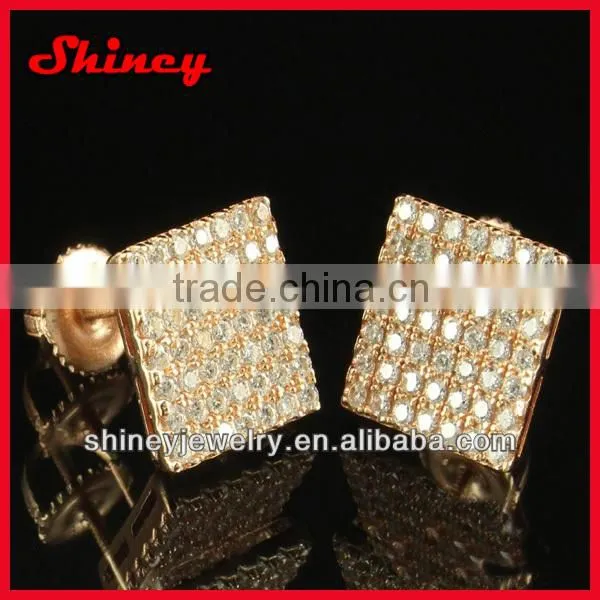 Fathers Day Gift round shape Micro Pave black gold earring for men