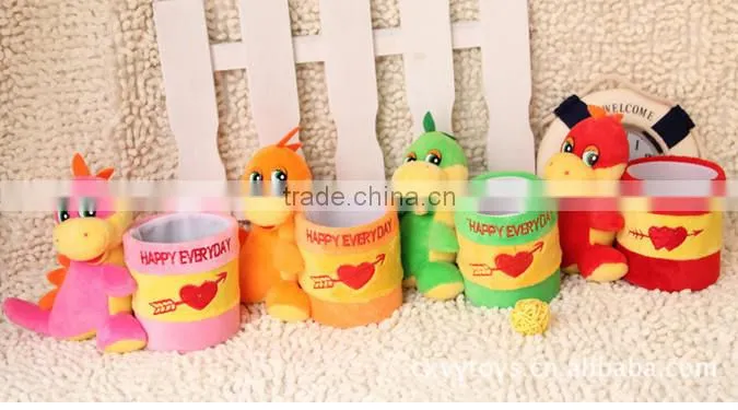 Plush brush pot/plush desk pen container/cute animal pen container