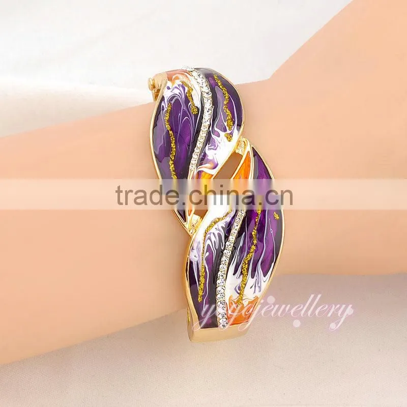 Leaf shap hot selling sex sikh kara crystal bracelet bangle