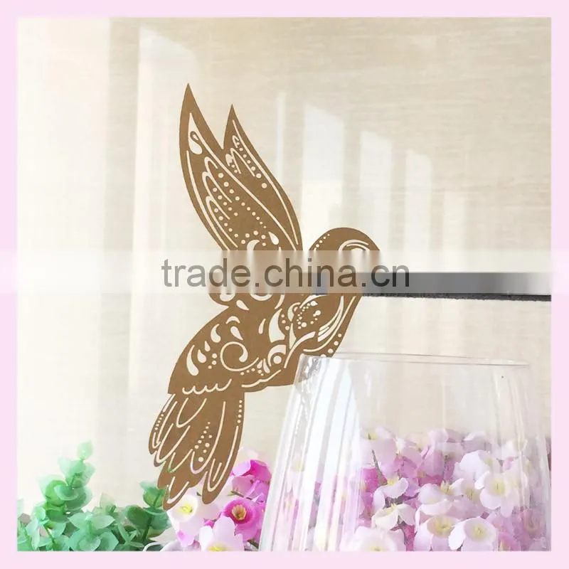 China Wholesale cheap laser cut wine decoration wine claim to decorate your party party favor laser cut paper bird designpattern
