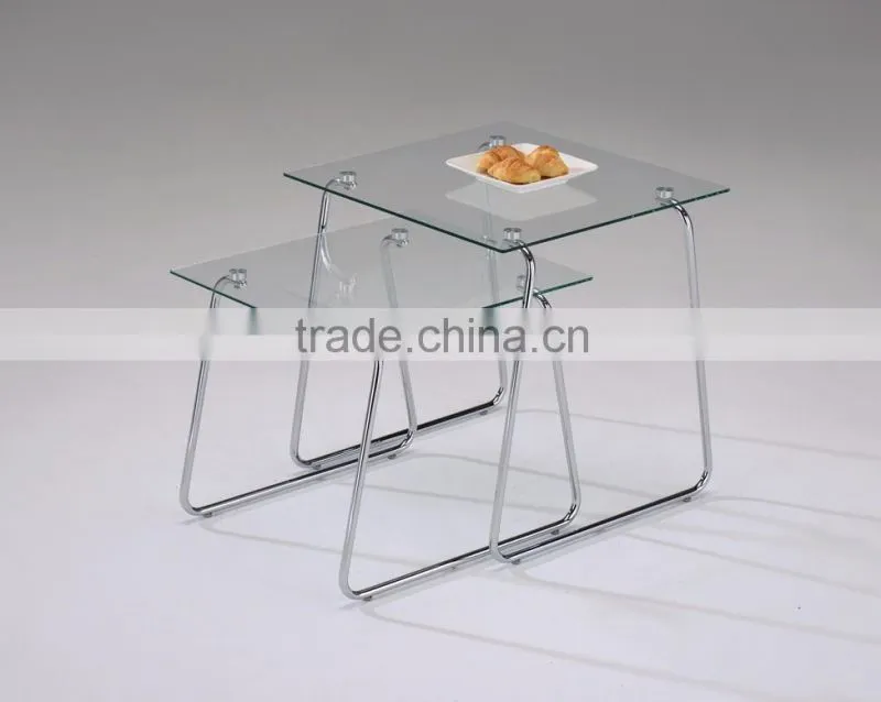Modern Coffee table set/ Iron Glass two coffee tables