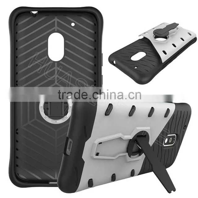 Heavy Duty Armour Shock Proof Hard Case Cover With Stand For Moto G4 Play