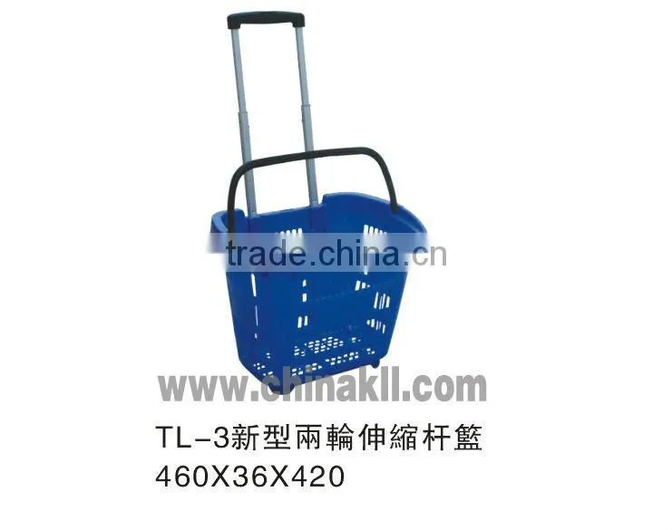 2013 New hot Rolling Plastic shopping basket
