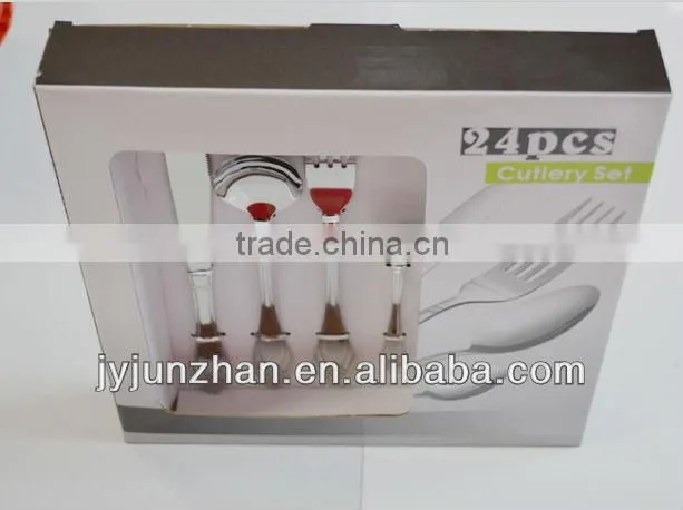 flatware 24pcs with stainless steel 410 and color box packing & mirror polishing