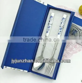 Gift spoon fork chopstick with ceramic handle and low price