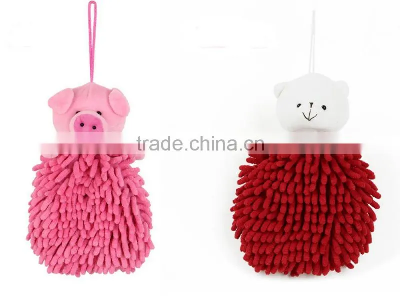 2015 good sale chenille cartoon animal hand towel